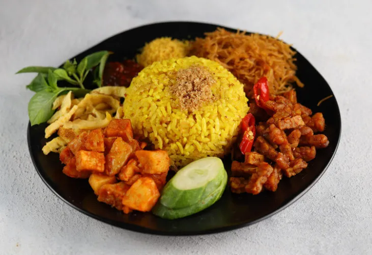Nasi Kuning: Turmeric Rice with Assorted Sides